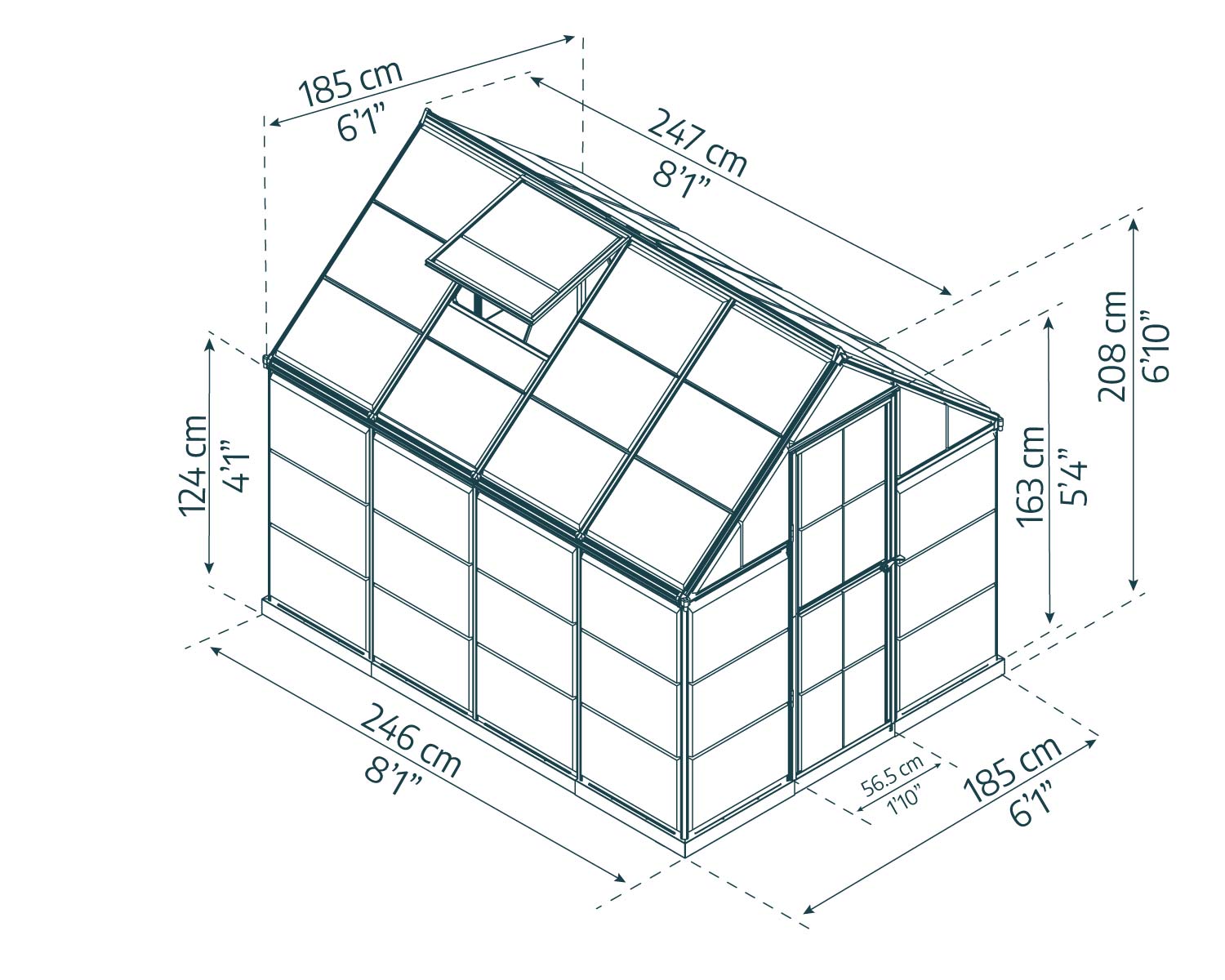 Harmony 6' x 8' Greenhouse - Silver Aluminium Frame & Clear Polycarbonate Panels