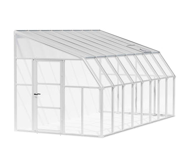 Sunroom 2.5m x 5m Lean to Conservatory - Aluminium White Frames & Hybrid Polycarbonate