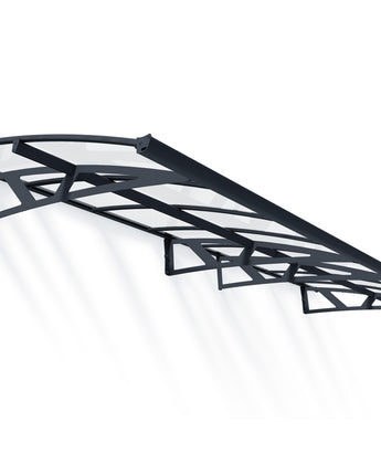Amsterdam 4.5m x 1.4m Door Canopy - Grey Aluminium Frame & Clear Polycarbonate