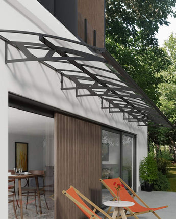 Amsterdam 8.9m x 1.4m Door Canopy - Grey Aluminium Frame & Clear Polycarbonate