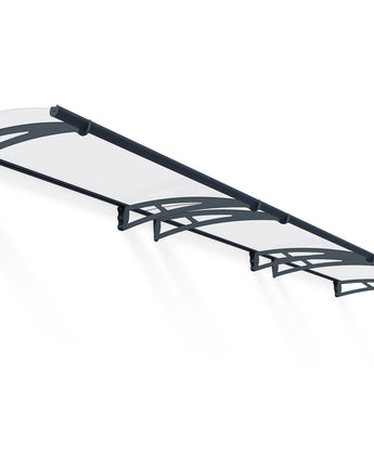 Aquila 4.5m x 0.9m Door Canopy - Grey Aluminium Frame & Clear Polycarbonate
