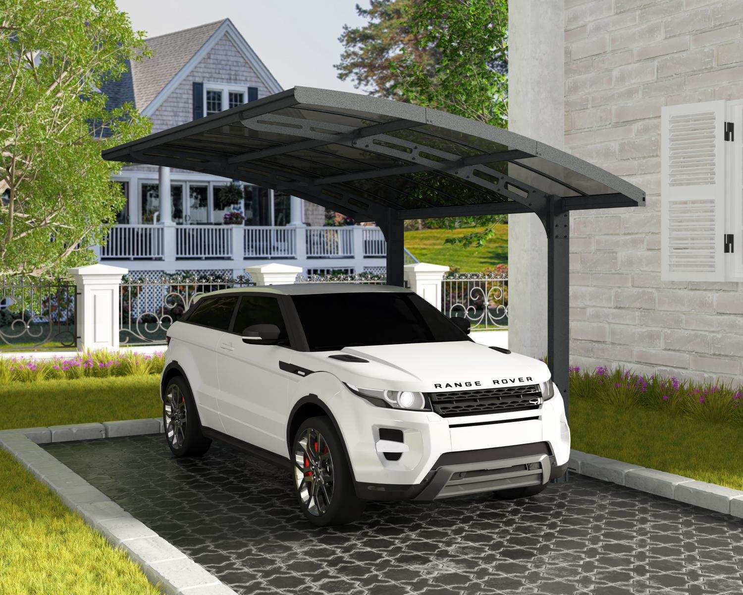 Arizona Breeze 10' x 16' Cantilever Carport- Grey Aluminium & Twin-Wall Polycarbonate Roof Panels