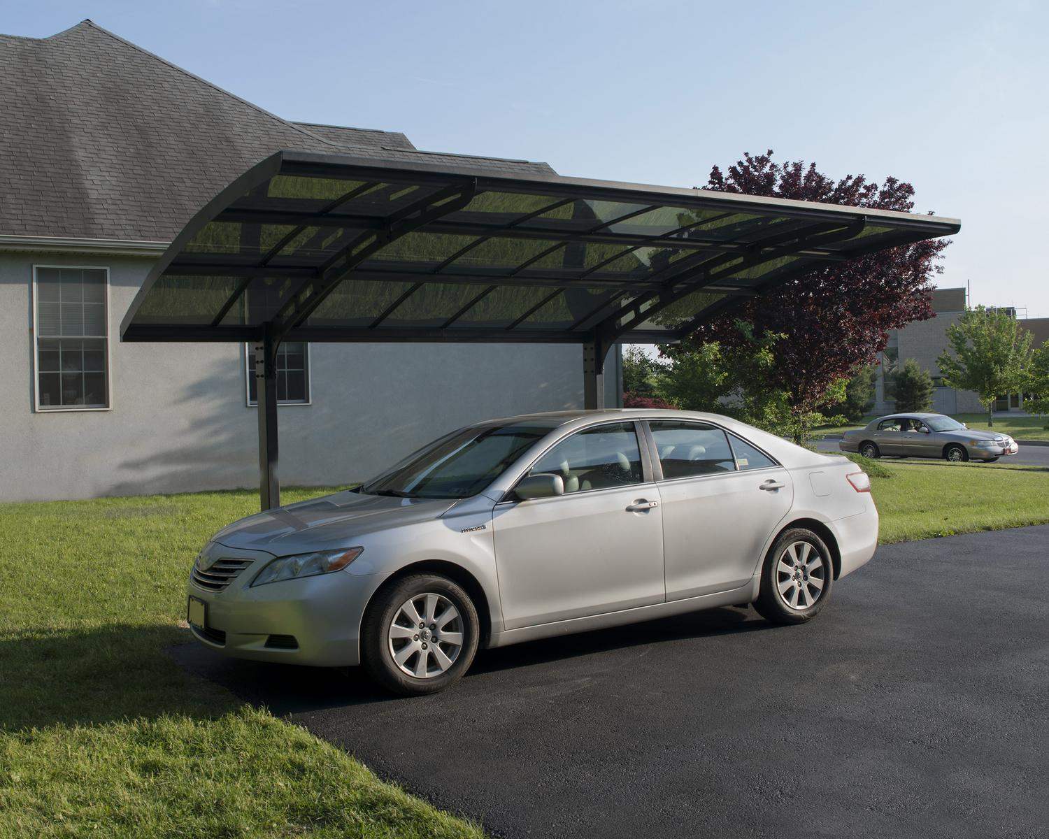 Arizona Breeze 10' x 16' Cantilever Carport- Grey Aluminium & Twin-Wall Polycarbonate Roof Panels