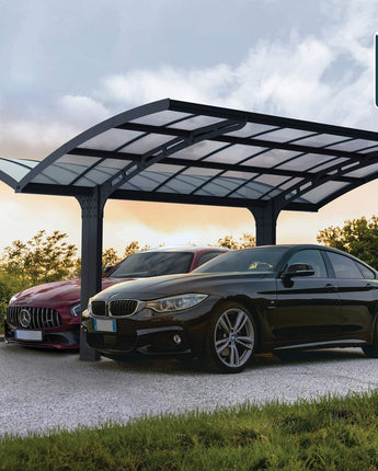 Arizona Double 16' x 19' Carport Kit - Grey Structure & Solid Panels