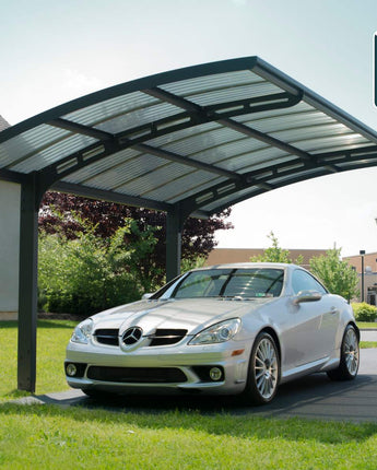 Arizona Wave 10' x 16' Cantilever Carport- Grey Aluminium & Corrugated Polycarbonate Roof Panels
