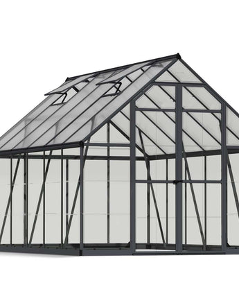 Balance 8' x 12' Greenhouse - Grey Aluminium Frame & Hybrid Polycarbonate Panels