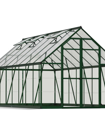 Balance 8' x 16' Greenhouse - Green Aluminium Frame & Hybrid Polycarbonate Panels