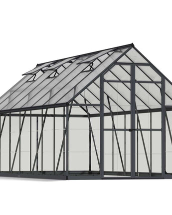 Balance 8' x 16' Greenhouse - Grey Aluminium Frame & Hybrid Polycarbonate Panels