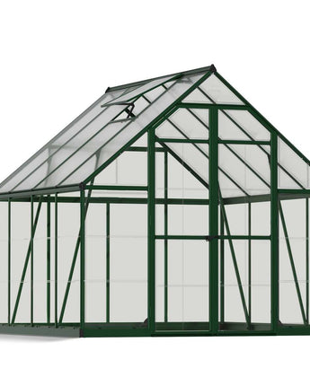 Balance 8' x 8' Greenhouse - Green Aluminium Frame & Hybrid Polycarbonate Panels