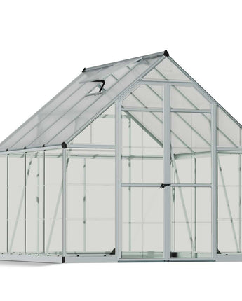 Balance 8' x 8' Greenhouse - Silver Aluminium Frame & Hybrid Polycarbonate Panels