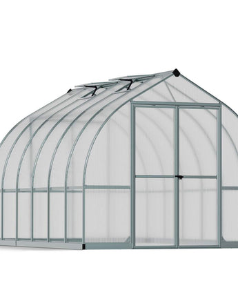 Bella 8' x 12' Greenhouse - Silver Aluminium Frame & Twinwall Polycarbonate Panels