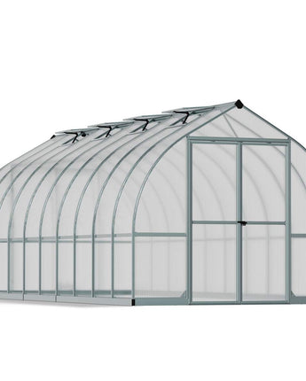 Bella 8' x 20' Greenhouse - Silver Aluminium Frame & Twinwall Polycarbonate Panels