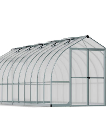 Bella 8' x 24' Greenhouse - Silver Aluminium Frame & Twinwall Polycarbonate Panels