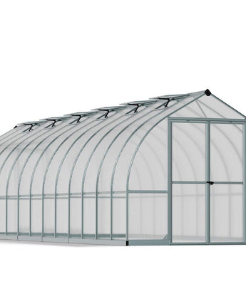 Bella 8' x 32' Greenhouse - Silver Aluminium Frame & Twinwall Polycarbonate Panels