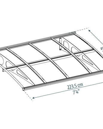 Bordeaux 2.2m x 1.4m Door Canopy - White Aluminium Frame & Clear Acryl