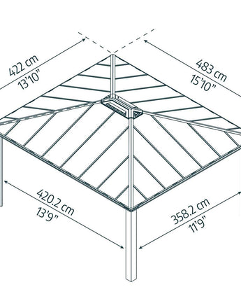 Colorado 14' x 16' Carport - Grey Aluminium & Polycarbonate Roof