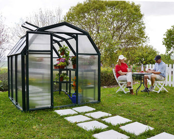 Eco Grow 6' x 6' Greenhouse - Green Aluminium Frame & Twinwall Polycarbonate Panels
