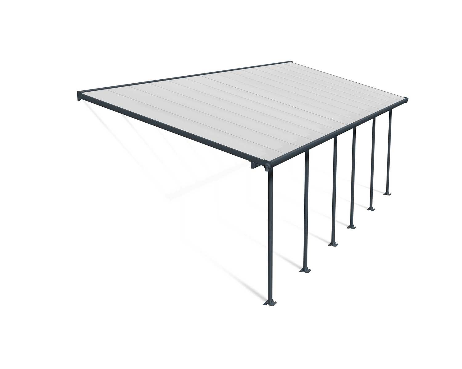Feria Patio Cover 3m x 8.5m - Grey Aluminium Frame & Clear Polycarbonate