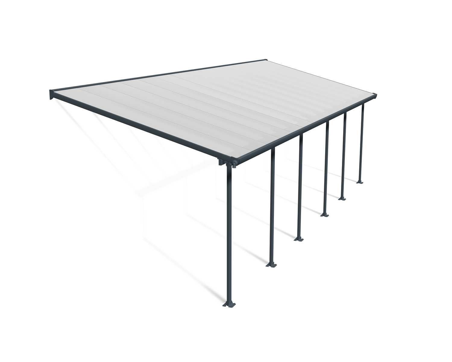 Feria Patio Cover 3m x 9.2m - Grey Aluminium Frame & Clear Polycarbonate