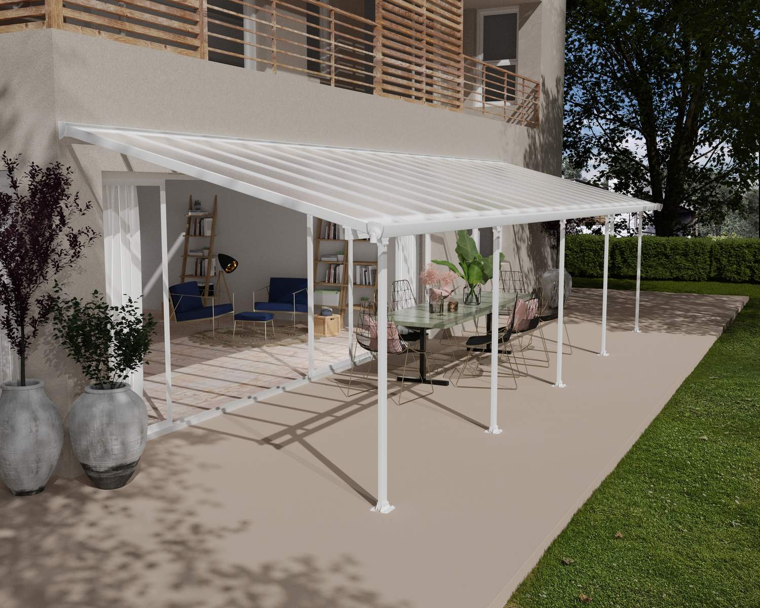 Feria Patio Cover 3m x 9.7m - Grey Aluminium Frame & Clear Polycarbonate
