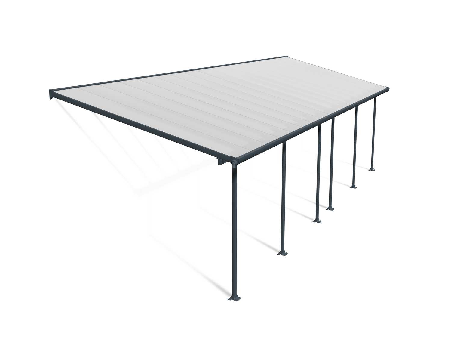 Feria Patio Cover 3m x 9.7m - Grey Aluminium Frame & Clear Polycarbonate