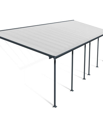 Feria Patio Cover 3m x 9.7m - Grey Aluminium Frame & Clear Polycarbonate