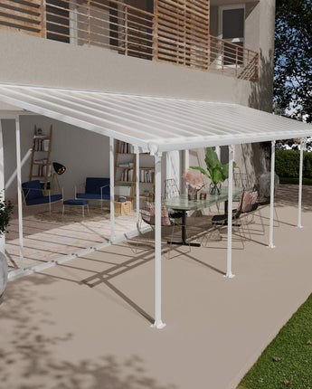 Feria Patio Cover 3m x 9.7m - White Aluminium Frame & Clear Polycarbonate