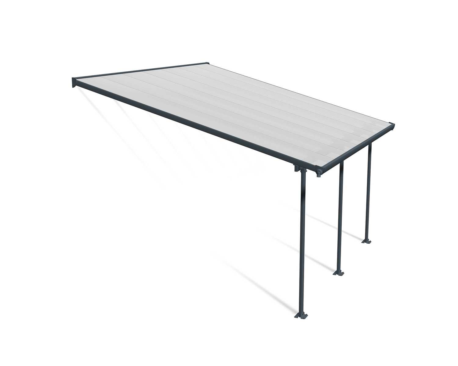 Feria Patio Cover 4m x 4m - Grey Aluminium Frame & Clear Polycarbonate