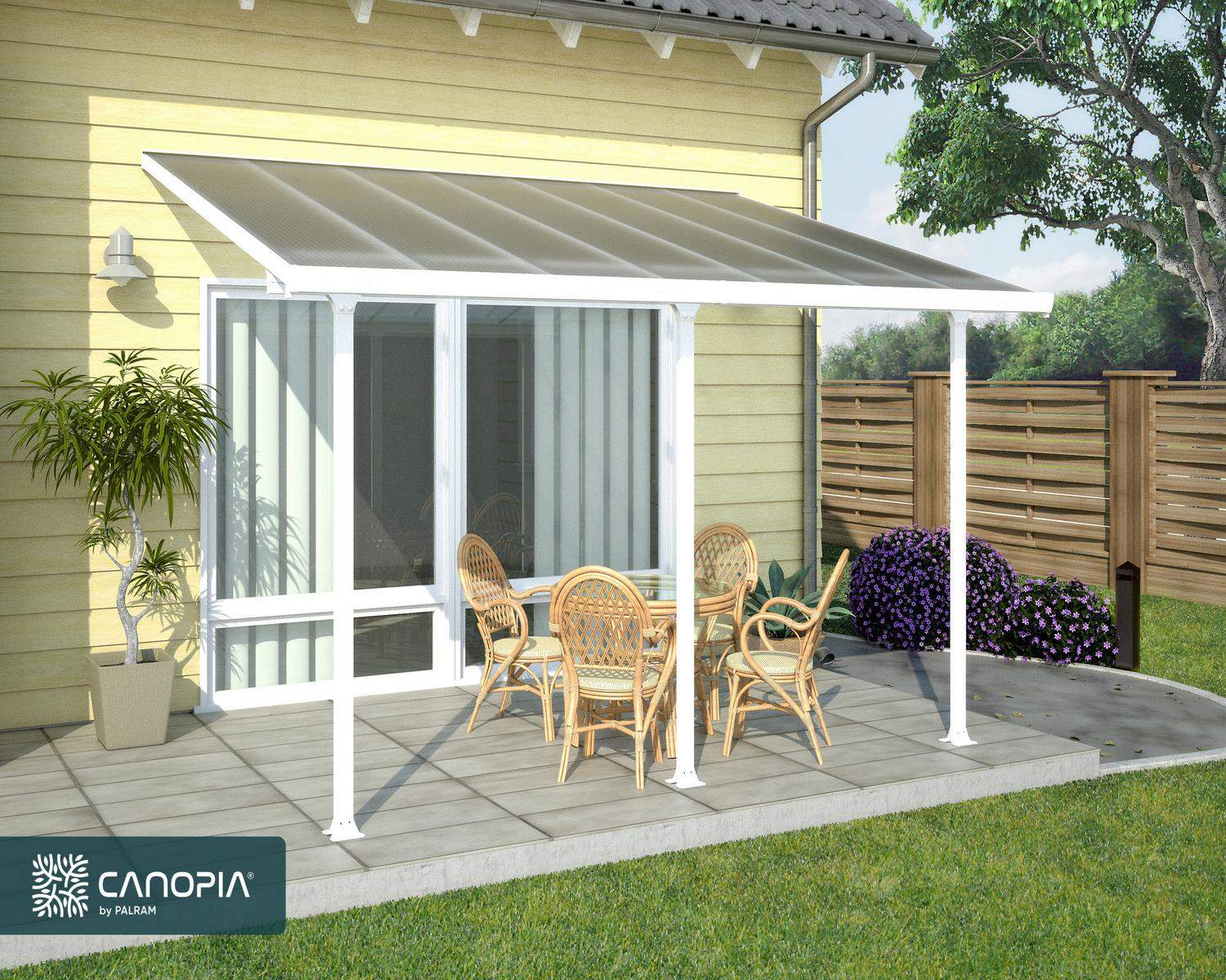 Feria Patio Cover 4m x 4m - White Aluminium Frame & Clear Polycarbonate