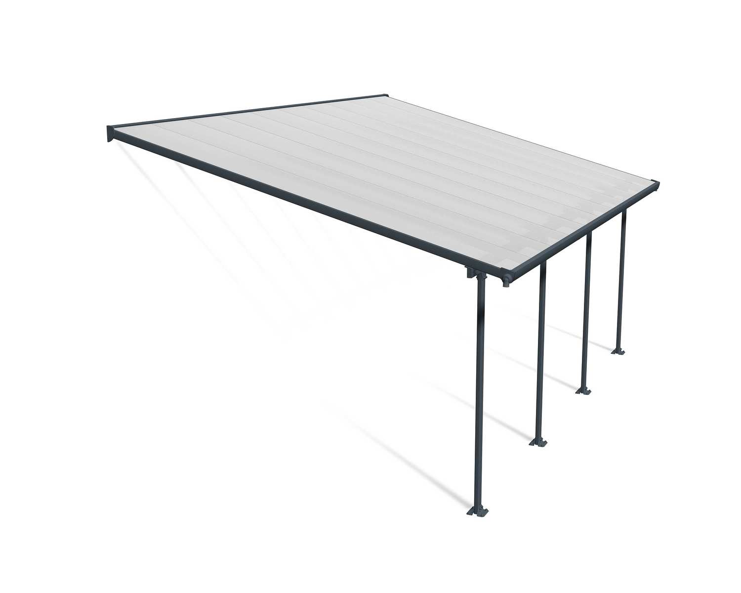 Feria Patio Cover 4m x 6m - Grey Aluminium Frame & Clear Polycarbonate