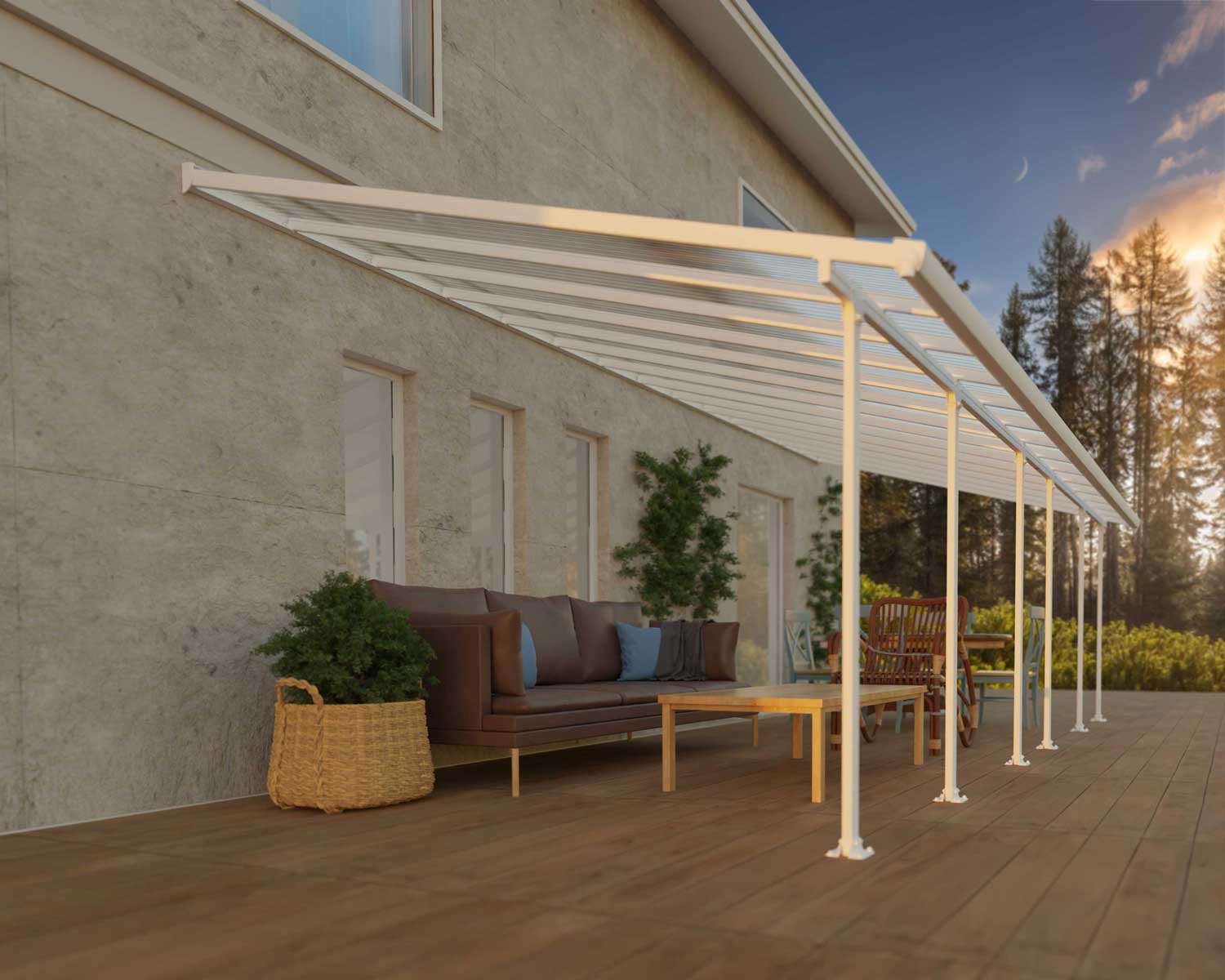 Feria Patio Cover 4m x 8.5m - Grey Aluminium Frame & Clear Polycarbonate