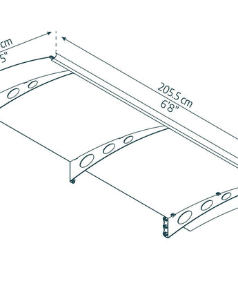 Garamond 2m x 0.9m Door Canopy - Grey Aluminium Frame & Clear Polycarbonate