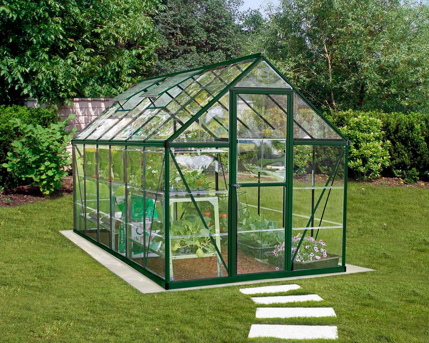 Harmony 6' x 12' Greenhouse - Silver Aluminium Frame & Clear Polycarbonate Panels