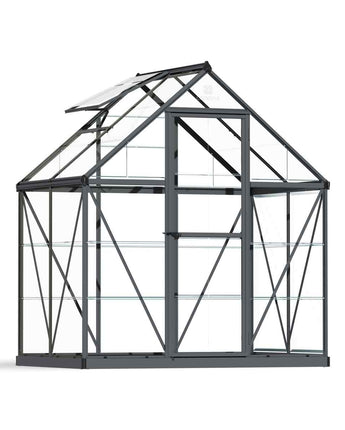 Harmony 6' x 4' Greenhouse - Grey Aluminium Frame & Clear Polycarbonate Panels