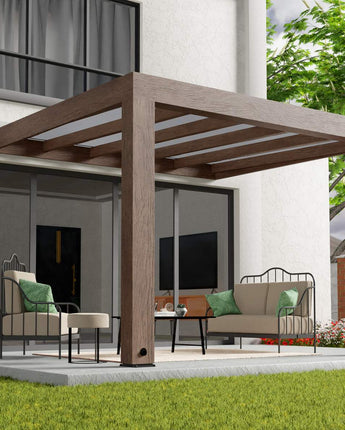 Helsinki Cedar Wood Patio Cover 3 x 3.4m Solar Control Panels