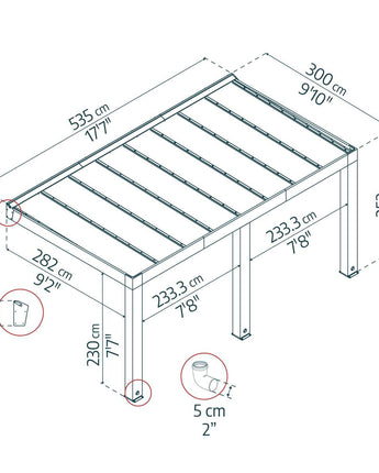 Helsinki Cedar Wood Patio Cover 3 x 5.3m Solar Control Panels