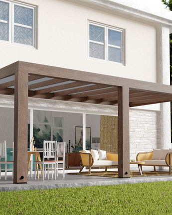 Helsinki Cedar Wood Patio Cover 3 x 6m Solar Control Panels