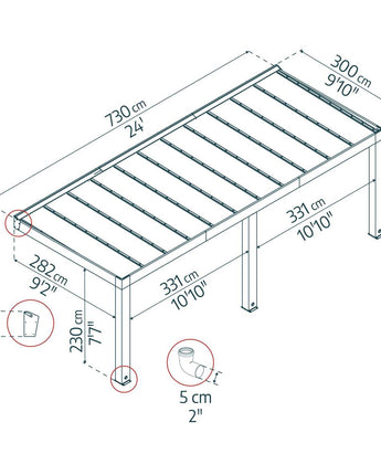 Helsinki Cedar Wood Patio Cover 3 x 7.3m Solar Control Panels