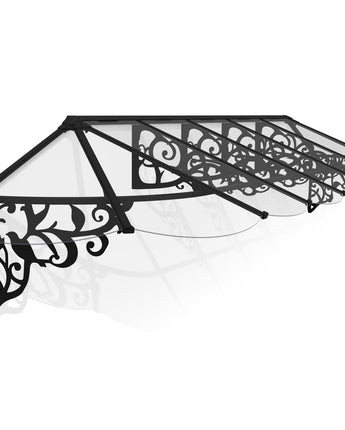 Lily 4.2m x 0.9m Door Canopy - Black Aluminium Frame & Clear Polycarbonate