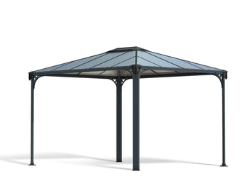Martinique 3m x 3.6m Garden Gazebo in Grey Aluminium with Polycarbonate Roof