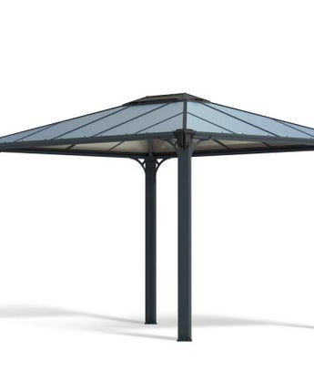 Martinique Garden Gazebo in Grey Aluminium with Polycarbonate Roof