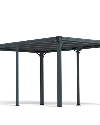 Milano 3m x 4.26m Garden Gazebo in Grey Aluminium with Polycarbonate Flat Roof