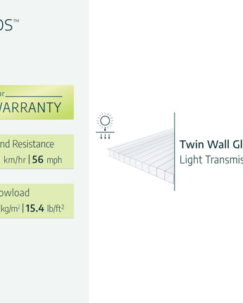 Mythos 6' x 8' Greenhouse - Silver Aluminium Frame & Twinwall Polycarbonate Panels