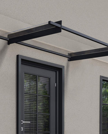 Nancy 1.5m x 0.9m Door Canopy - Grey Aluminium Frame & Clear Acryl