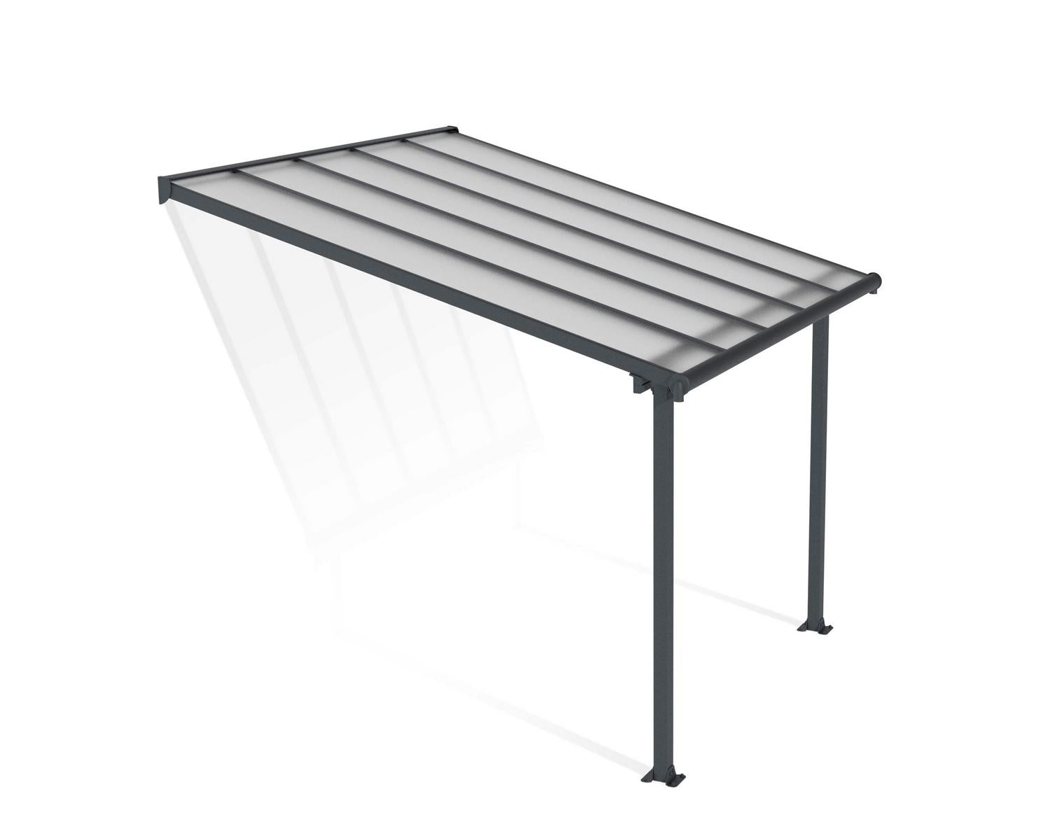 Olympia Patio Cover 3m x 3m - Grey Aluminium Frame & Clear Polycarbonate