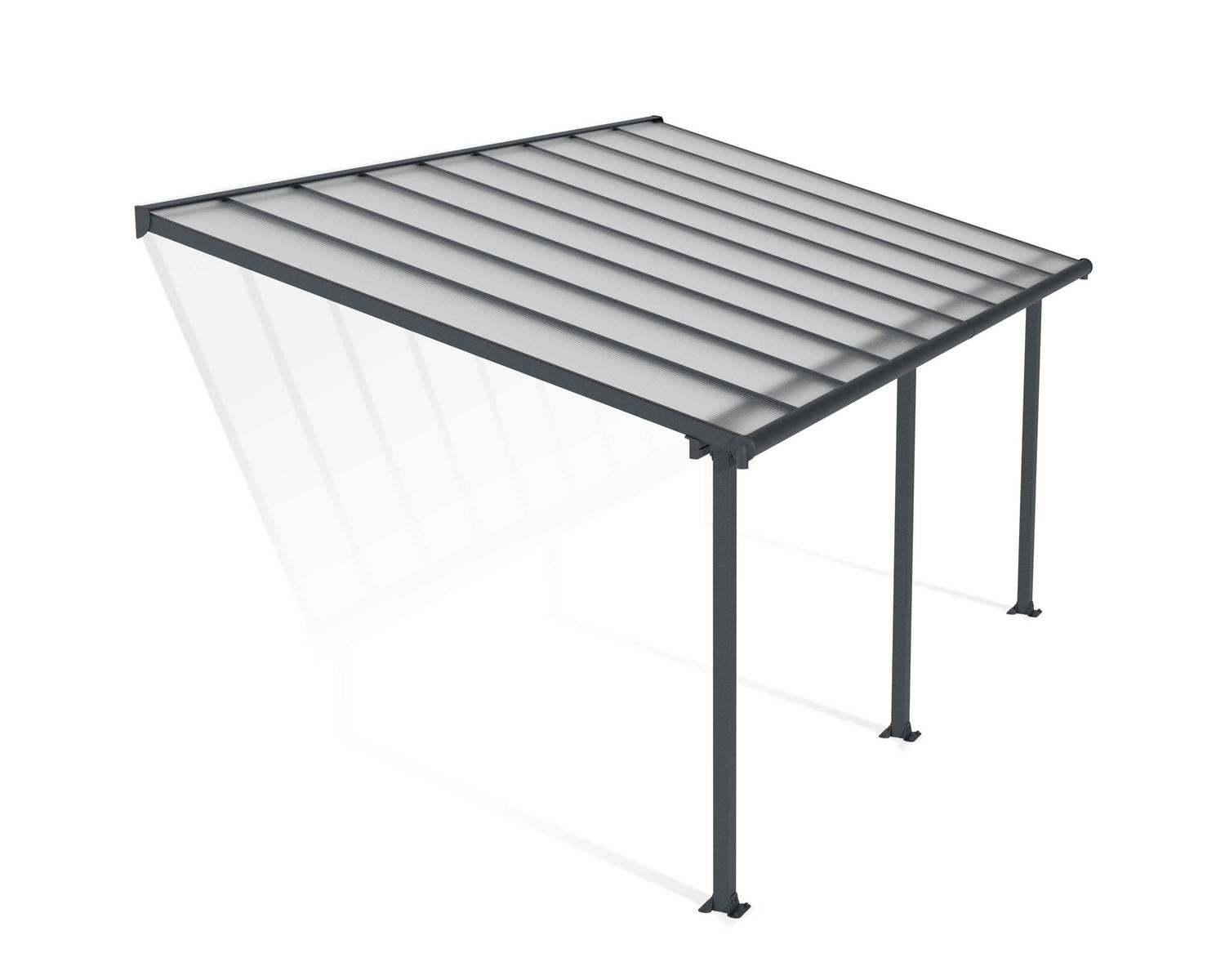 Olympia Patio Cover 3m x 5.5m - Grey Aluminium Frame & Clear Polycarbonate