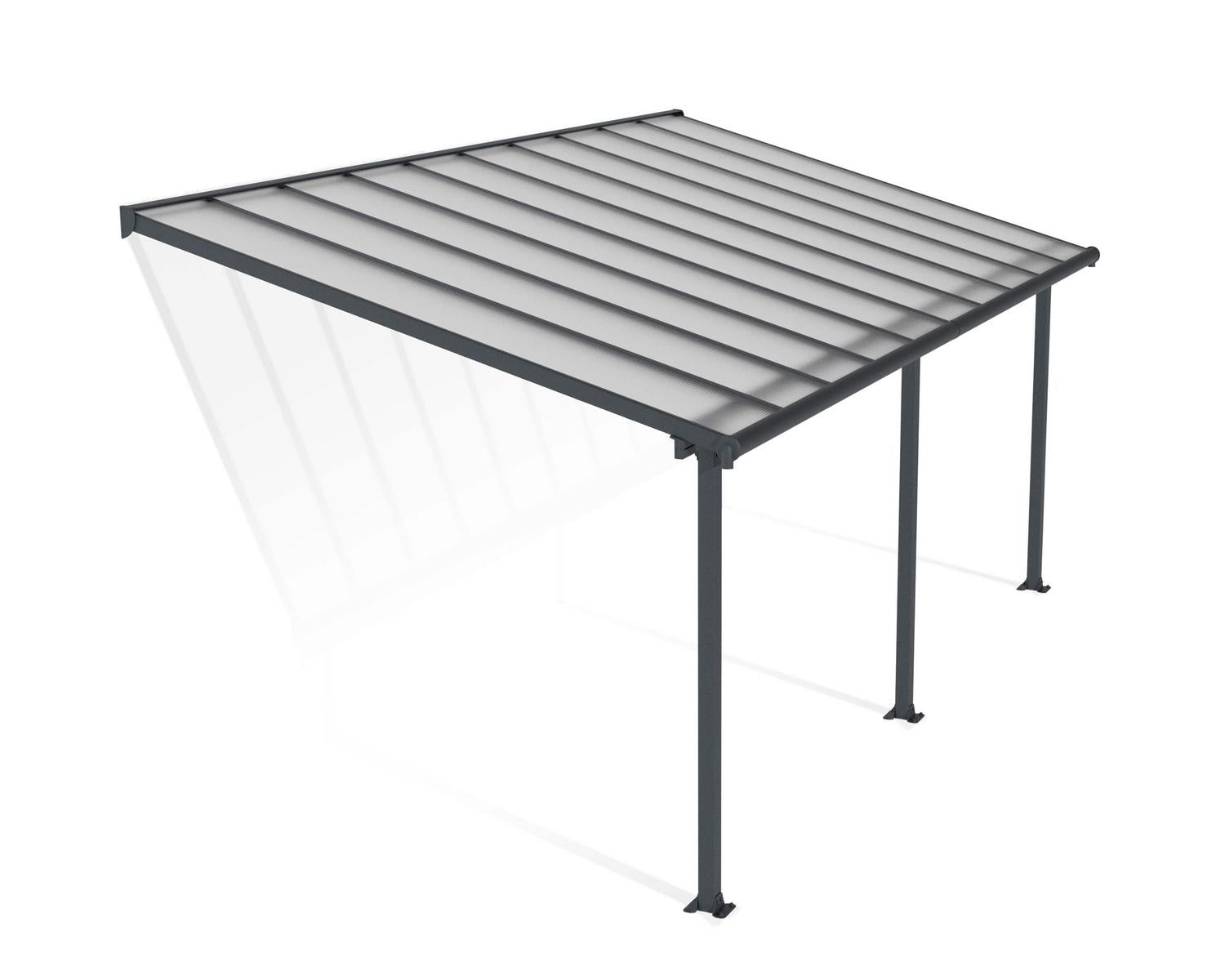 Olympia Patio Cover 3m x 6.2m - Grey Aluminium Frame & Clear Polycarbonate