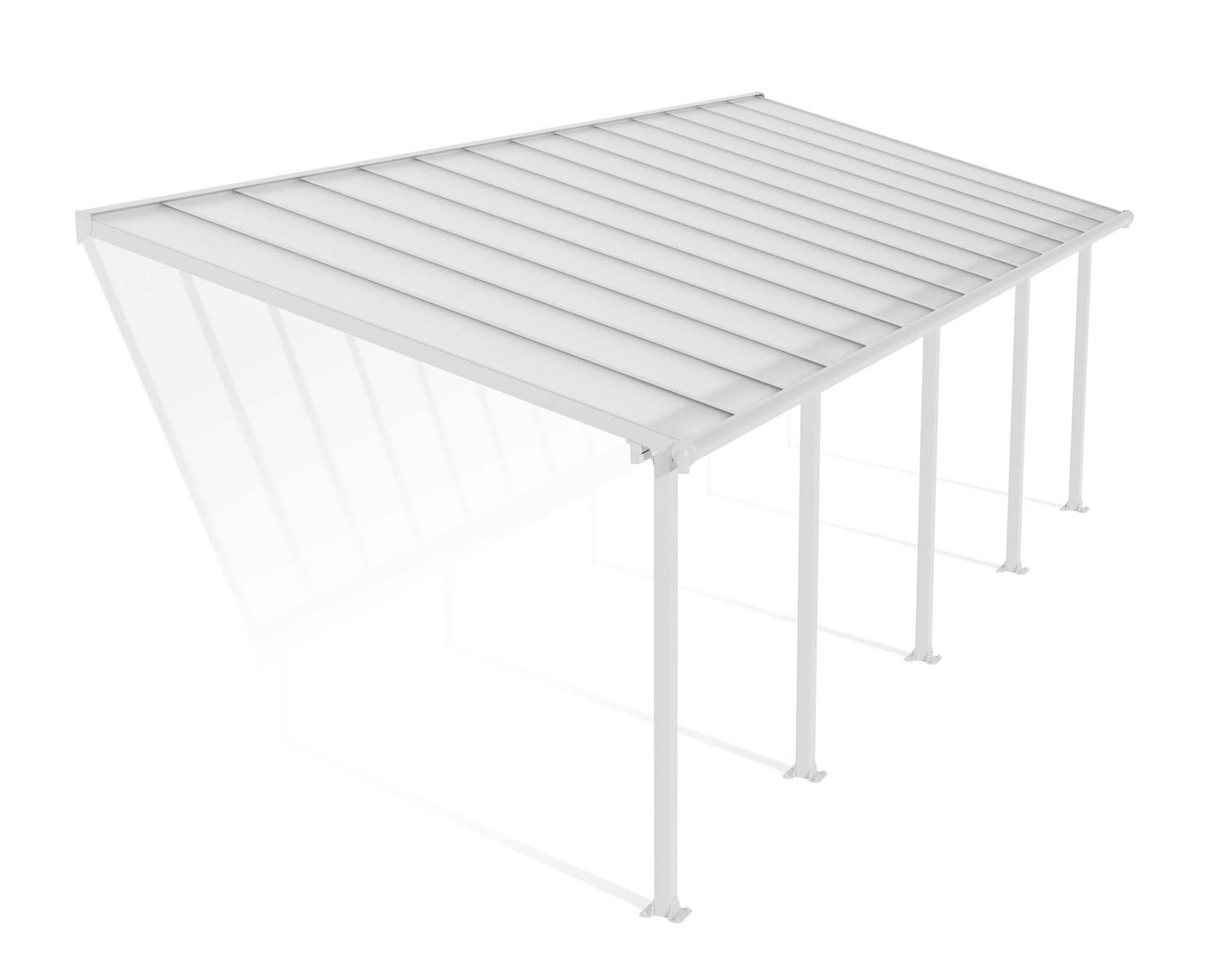 Olympia Patio Cover 3m x 8.6m - White Aluminium Frame & Clear Polycarbonate