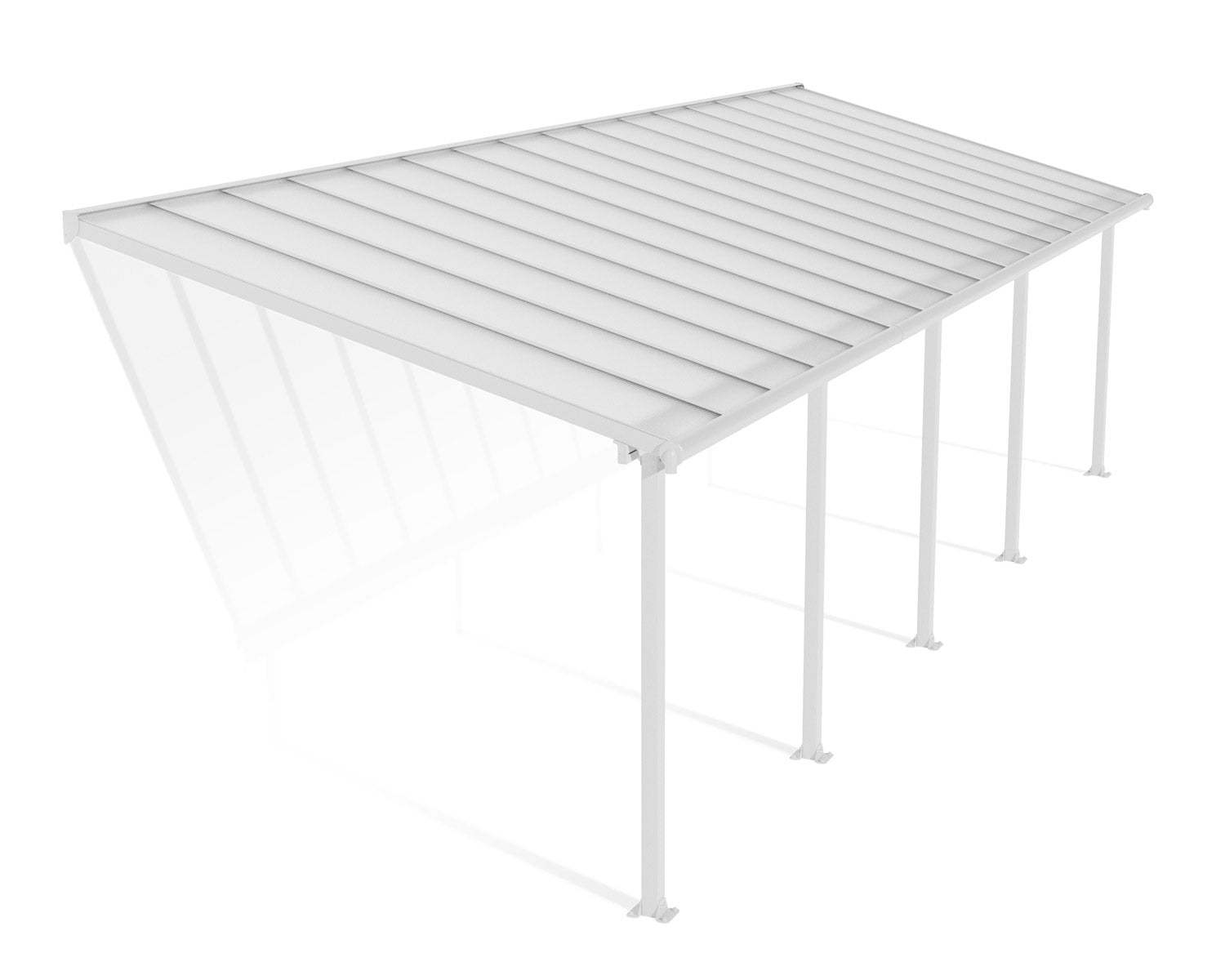 Olympia Patio Cover 3m x 9.8m - White Aluminium Frame & Clear Polycarbonate