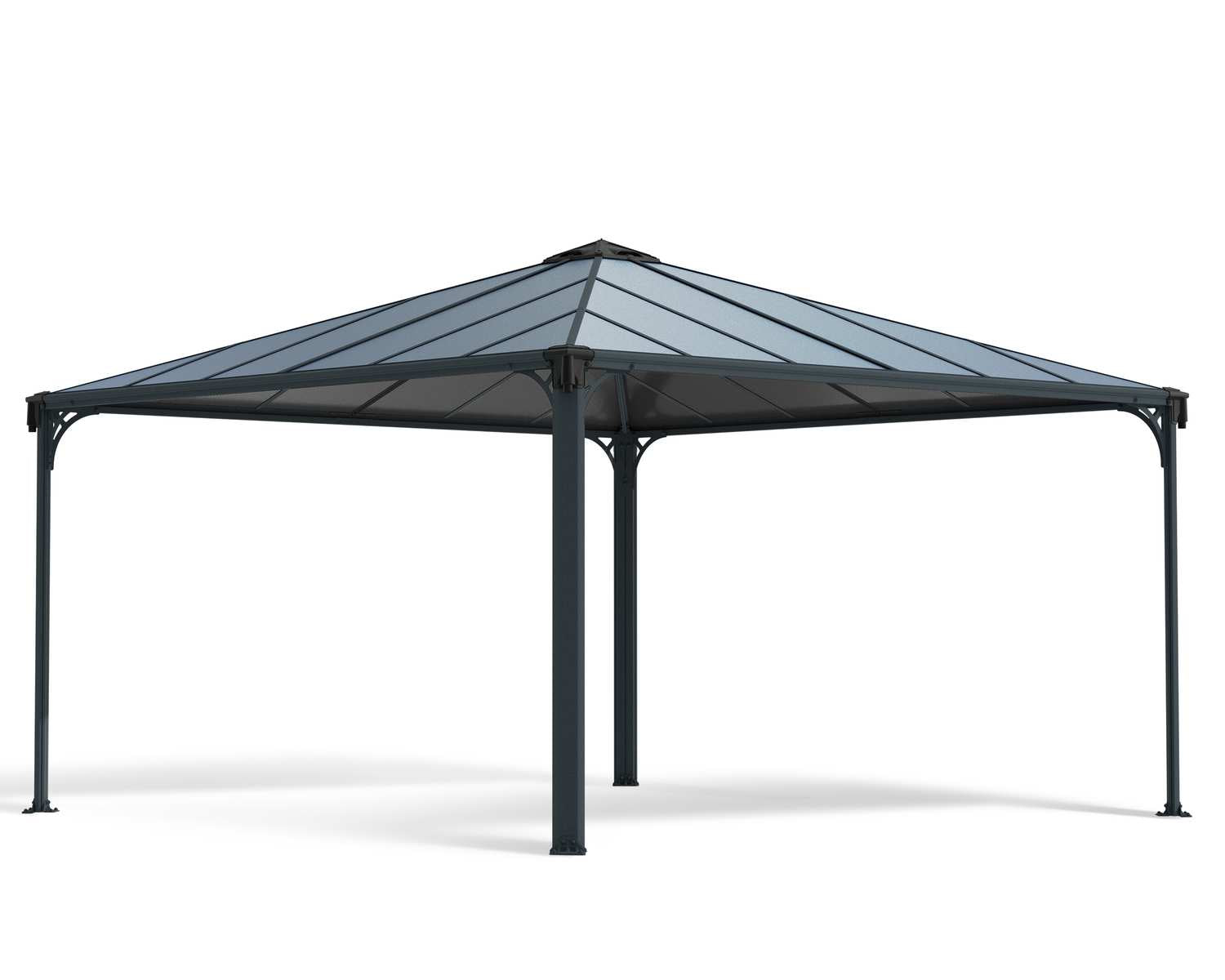 Palermo 4.3m x 4.3m Garden Gazebo in Grey Aluminium with Polycarbonate Roof